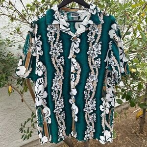 Vintage 1990s Street Culture Hawaiian Floral Shirt Green M